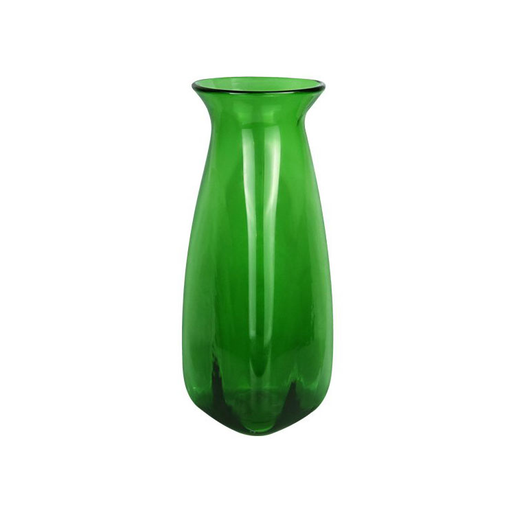 گلدان شیشه‌ای دست‌ساز طرح جام مثلثی کد ۲۰۴ رنگ سبز زمردی