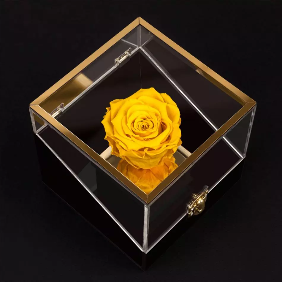 باکس گل رز جاودان زرد